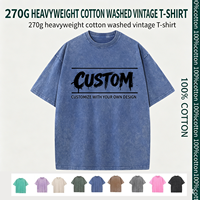 270g Heavyweight garengeverfde gewassen 100% katoenen distressed T-shirt met korte mouwen, lange, wijde pasvorm, Amerikaanse retro stijl, ACID, voor heren
