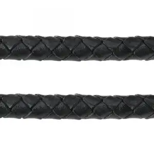 Vente en gros, cordon en cuir de vache pour la fabrication de bijoux, noir 8mm 10m/bobine 1621399