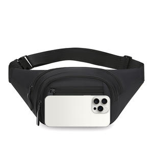 Soga Riñonera deportiva para hombre, color negro, correa ajustable, bolsillo interior con cremallera, bolso cruzado portátil para ciclismo, viajes de ocio - Product Image 2