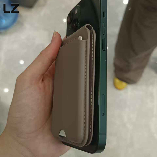 LZ Genuine Leather Phone Slim Wallet Stronger Magnetic Minimalist Slim RFID 3 Card Holder for IPhone Android Phone Case
