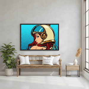 Pop Art Astronaut Woman <b>Canvas</b> Print: Modern Wall Decor,BLACK <b>FRAMED</b> <b>CANVAS</b> - Product Image 3