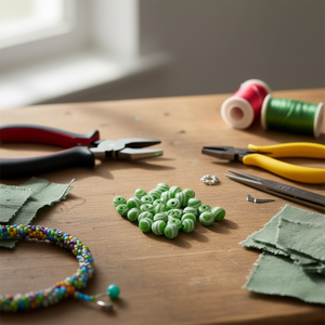 Perline verdi a strisce Ilan Abalorio da 8 mm per la creazione di gioielli - Product Image 3