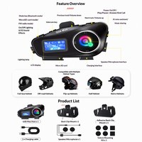 Helm Q58MAX untuk Headset 5.3 IP65 Tahan Air Kartu TF MP3 Musik Berbagi Pemutaran Musik Layar FMLCD Interkom Dua Arah 20 Jam