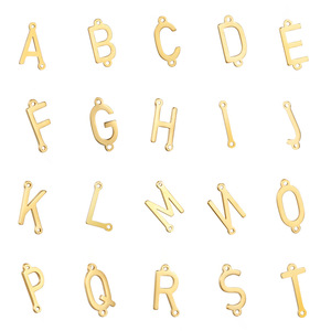 Breloques alphabet <span class=keywords><strong>en</strong></span> acier inoxydable à double trou, 26 lettres A-Z, breloques connecteurs doubles pour <span class=keywords><strong>la</strong></span> fabrication de colliers, bracelets et bijoux DIY - Product Image 1