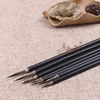 Pinceau Seiko Hook Line à manche en feuilles peintes, en poils de blaireau, pour peinture chinoise et calligraphie, disponible en tailles grande, moyenne et petite, et en forme de tablette de jade.