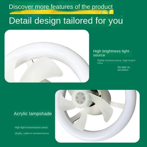 Ventilador de techo regulable E27 E26 con luz, ventilador sin aspas de 3 velocidades con control remoto, 30W 40W 50W, portalámparas LED RGB para ventilador. - Product Image 3
