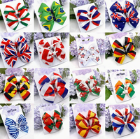 Pince à cheveux en ruban tissé avec motif drapeau d'Haïti, design personnalisé pour le jour du match de football 2026, idéale pour les festivals et les fêtes
