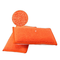 Applicateur de cire de voiture en microfibre écologique éponge à récurer l'intérieur de la voiture pour voiture bateau bois marbre moto-couleur orange