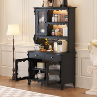 Nouveau Design Vintage Noir ou Crème Moderne Lumière Aestetich Bali Cuisine Buffet En Bois Verre Wohnzimmer Buffets