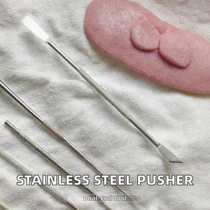 Poussoir à cuticules double extrémité en acier inoxydable, plat et carré, durable et réutilisable, pour le retrait du gel et des peaux mortes - Vente en gros - Product Image 2