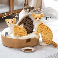 Simulation de taille moyenne animal en peluche chat doux réaliste réaliste assis mignon animaux en peluche jouet pour chat