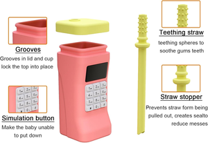 Gobelet en silicone de qualité alimentaire unique de 200ml pour bébé de <span class=keywords><strong>6</strong></span> <span class=keywords><strong>mois</strong></span> et plus avec paille de dentition, gobelet de transition pour les tout-petits - Product Image 4