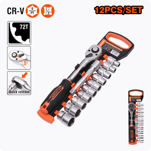 <span class=keywords><strong>Set</strong></span> di <span class=keywords><strong>Chiavi</strong></span> <span class=keywords><strong>a</strong></span> <span class=keywords><strong>Bussola</strong></span> Professionali HARDEN per Manutenzione Auto, 12 Pezzi 12.5mm in Cromo Vanadio - Product Image 1