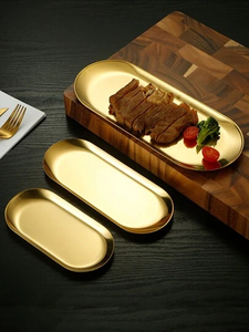 <b>Gold</b> Oval Jewelry Display <b>Tray</b> Metal Storage Christmas <b>Tray</b> for Decoration and <b>Serving</b> Elegant Fruit Plate - Product Image 5