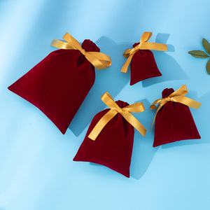 <b>Drawstring</b> Velvet Pouch 6x13cm Rectangular Jewelry Storage Bag With Ribbon For Gifts And Cosmetics - Product Image 3