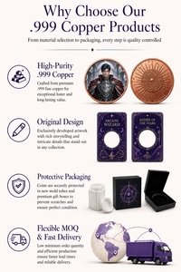 Pièce commémorative personnalisée Dark Knight en cuivre fin .999 de 1 OZ, objet de collection de fantaisie gothique - Product Image 6