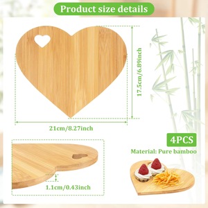 Ensemble de 4 planches à découper, planche à fromage en bambou, plateau multi-usages, planche à découper en forme de cœur pour la viande - Product Image 3