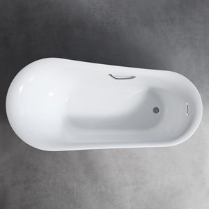 Baignoire moderne autoportante ovale durable de 69 "en acrylique de qualité Lucite 100% pur - Product Image 1