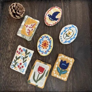 <span class=keywords><strong>Broche</strong></span> artisanale brodée en alliage, motif tulipe et hirondelles, accessoires en tissu de coton et lin pour tricot et petites fleurs - Product Image 1
