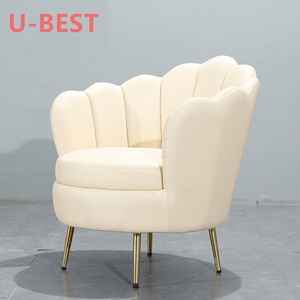 Fauteuil U-BEST Demers Barrel avec pieds en laiton pour salon, café, restaurant, style velours, chaise longue en tissu - Product Image 4