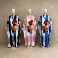 Nouvelle Robe Musulmane Ample Grande Taille en Gros, Col en V, Manches Courtes, Décontractée, Couleurs Assorties