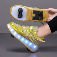 Chaussures à roulettes pour enfants ENEN, roues en PVC, deux roues, lumière LED, rechargeables par USB, chaussures de skate, bleu, taille 28-40 EU, garçons et filles