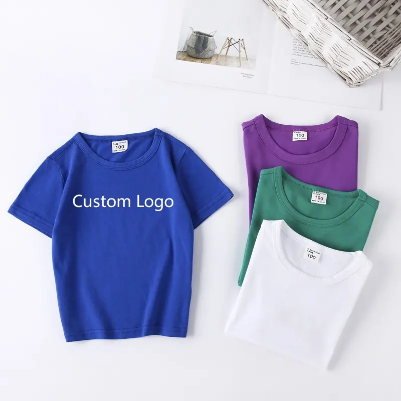 2022 Wholesale High Quality 100% Cotton O-neck Plain Kids Short Sleeve Boys Girls T-shirts Blank T shirt For Kids