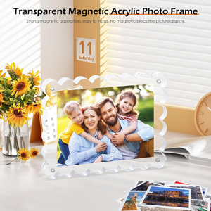 Cadre photo <span class=keywords><strong>en</strong></span> acrylique à bords ondulés, transparent, 4x6 pouces, pour la maison, le bureau et la décoration <span class=keywords><strong>de</strong></span> mariage - Product Image 4