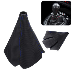 Funda para Palanca de Cambios de Coche, Fibra de Carbono, Universal, Negro con Costuras Azules, Diseño Ergonómico - Product Image 1