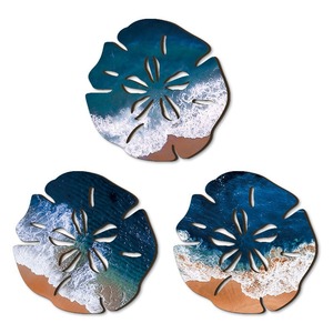 Décoration murale en bois en forme de dollar de sable, thème plage bleue, décoration intérieure, forme irrégulière, en buis - Product Image 5