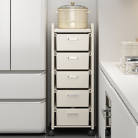 Chariot de rangement roulant moderne blanc pour cuisine, avec tiroirs extractibles et bacs de rangement amovibles, idéal pour fruits et légumes, gain de place