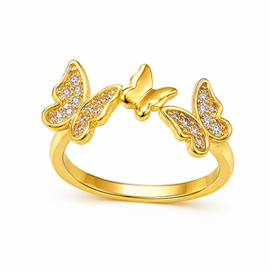 Anello Aperto a Farfalla da Donna, Anello Statement alla Moda, Accessorio Regolabile per Dito, Stile Elegante - Product Image 2