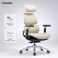 Chaise de bureau exécutive en cuir ergonomique professionnelle à dossier haut, avec accoudoirs 8D de haute technologie, rotation à 360° et profondeur de siège réglable