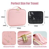 Bolsa de Viaje de Cuero Ecológica Personalizada MoonlitGlow, con Cierre de Cremallera, Impermeable, con Gancho para Colgar, Gran Capacidad, para Maquillaje y Cosméticos