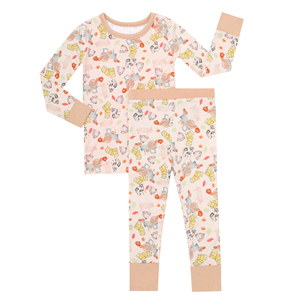 Pijamas de Bambú para Bebés al por Mayor, Ropa de Dormir con Estampado Personalizado a Cuadros o de Color Sólido - Product Image 6