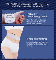 Montre laser à 9 trous, longueur d'onde 650 nm, pour favoriser la circulation sanguine, traitement de l'hypertension, appareil médical