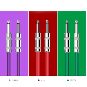 Prix usine 3m vert/rouge 6.35mm/6.5mm tissé 1/4 pouces Instrument câble guitare amplificateur de puissance haut-parleur Microphone électronique - Product Image 2