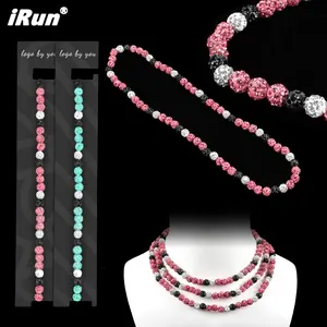 IRun Rhinestone Baseball Inspired Beaded Necklace Discoball Necklaces For Baseball Team Lovers