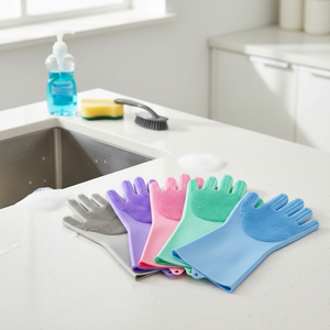Silicone <b>Thin</b> Waterproof Household <b>Gloves</b> Multifunctional Kitchen Cleaning Dishwashing Pet Bathing Women's - Product Image 4