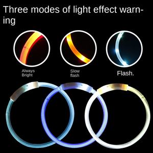 वाटरप्रूफ सामरिक कुत्ते कॉलर usb रिचार्जेबल नाइट सुरक्षा के नेतृत्व में चमकदार चमकदार चमक वाली रोशनी प्लास्टिक पालतू सामान रिबन - Product Image 3