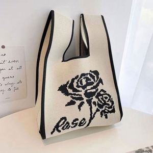 Fashion <b>Cute</b> Knitted Handbag Casual Women Knot Wrist Knitted Tote Bag Mini <b>Purse</b> - Product Image 5