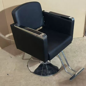 Silla de Barbero Ergonómica Giratoria Ajustable de Acero Inoxidable con Asiento de Cuero, Rotación de 360 Grados para Estilistas, Sala de Estar, Gimnasio - Product Image 1