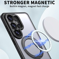 Nouvelle coque pour S26 Ultra & S25 Plus - Protection effet seconde peau avec anneau rotatif à 360° et support magnétique, design métallique en TPU acrylique