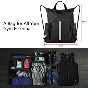 Bolsa de playa con cordón para mujer, con compartimento para zapatos, bolsillo lateral de malla para sombrilla, bolsa para deportes al aire libre, mochila de Fitness - Product Image 5
