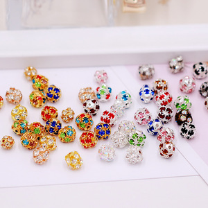 Cuentas de metal con diamantes de imitación de colores, cuentas redondas espaciadoras de 8/10 mm para accesorios de joyería DIY - Product Image 2