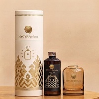 Ensemble diffuseur de parfum de luxe personnalisé pour la maison, flacon en verre ambré, étiquette privée, tube en papier cylindrique, boîte cadeau pour la décoration de la maison