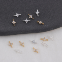 Charme exquis en or 14 carats plaqué zirconium, trèfle à quatre feuilles porte-bonheur, pendentif connecteur pour la fabrication de bracelets et de colliers DIY