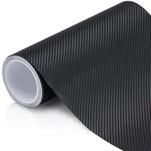 1.52*18 M 4D碳纤维包裹高光泽黑色车身装饰碳纤维乙烯基薄膜