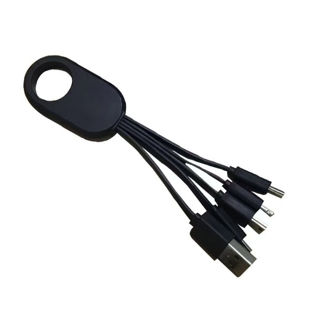 Corporate Promotional Gift Items 5 in 1 Nylon Braided Cable With Dual Sides LED Logo Keychain USB Charging Cable