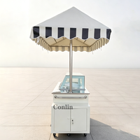 Chariot à gelato italien à pousser à la main, kiosque à crème glacée pour l'extérieur, à vendre